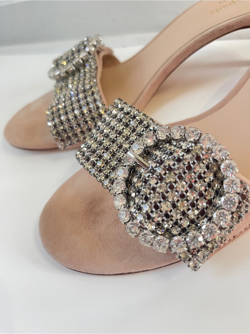 Kate Spade Seville Rhinestone and Pink Blush Mules Size 7.5 Formal Wedding - Picture 4 of 6
